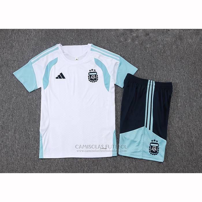 Fato de Treino Argentina Manga Curta 2025-2026 Branco - Calcas Curta